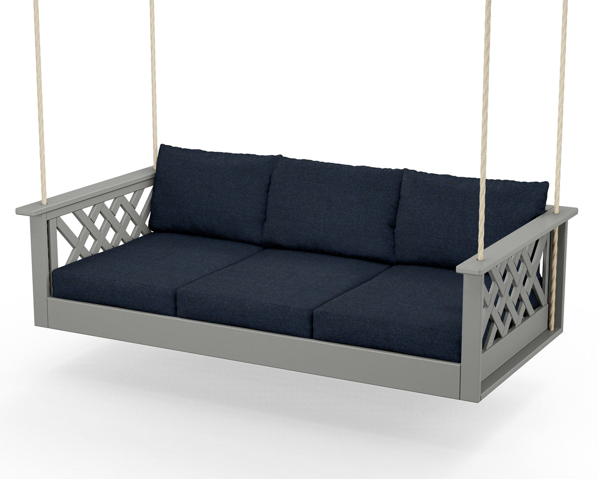 POLYWOOD Wovendale Daybed Swing in Slate Grey / Marine Indigo
