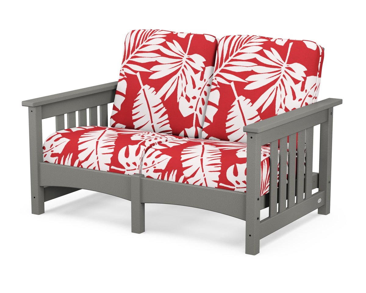 POLYWOOD Club Mission Loveseat in Slate Grey / Leaf Crimson
