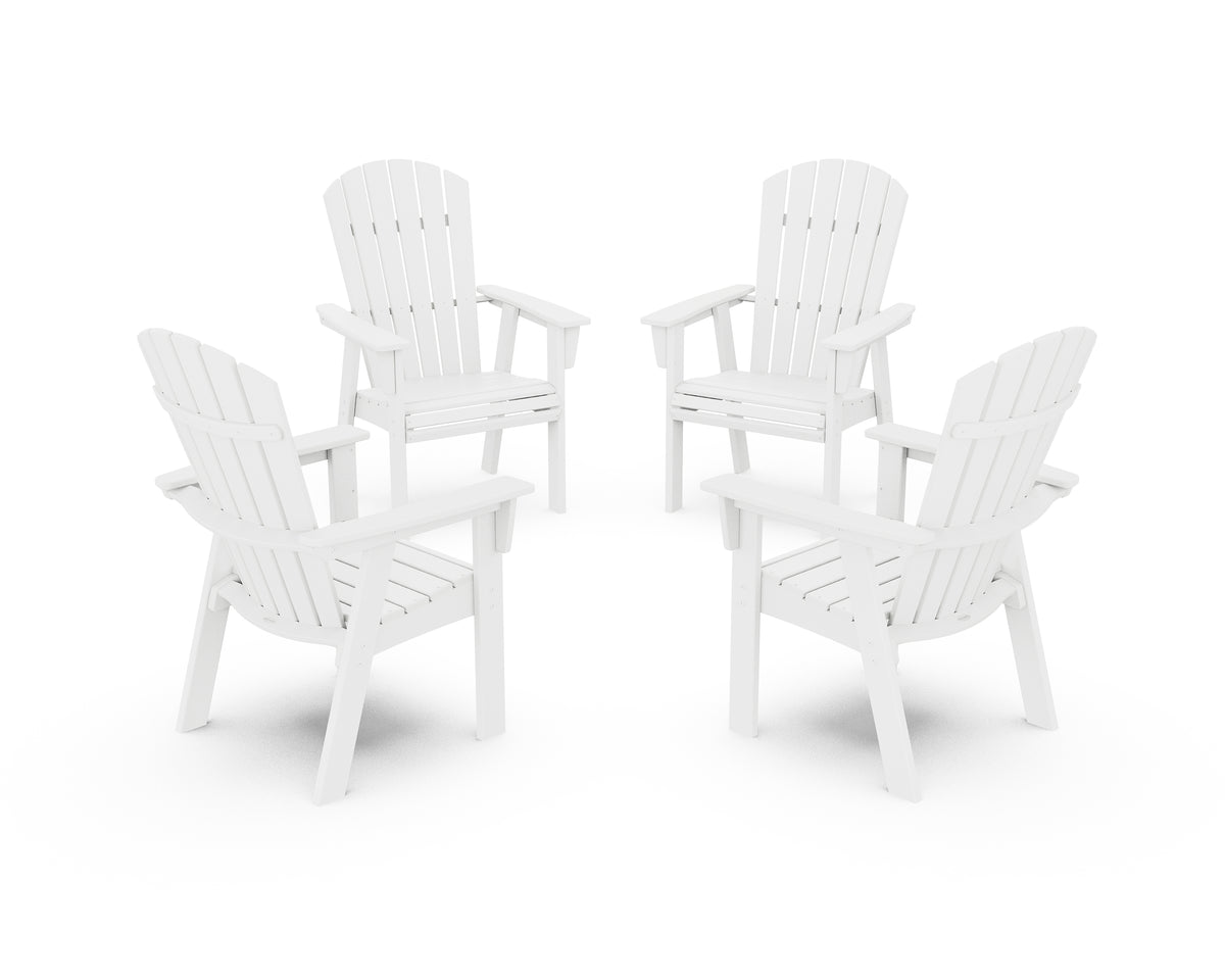 POLYWOOD Nautical 4-Piece Curveback Upright Adirondack Conversation Set in White