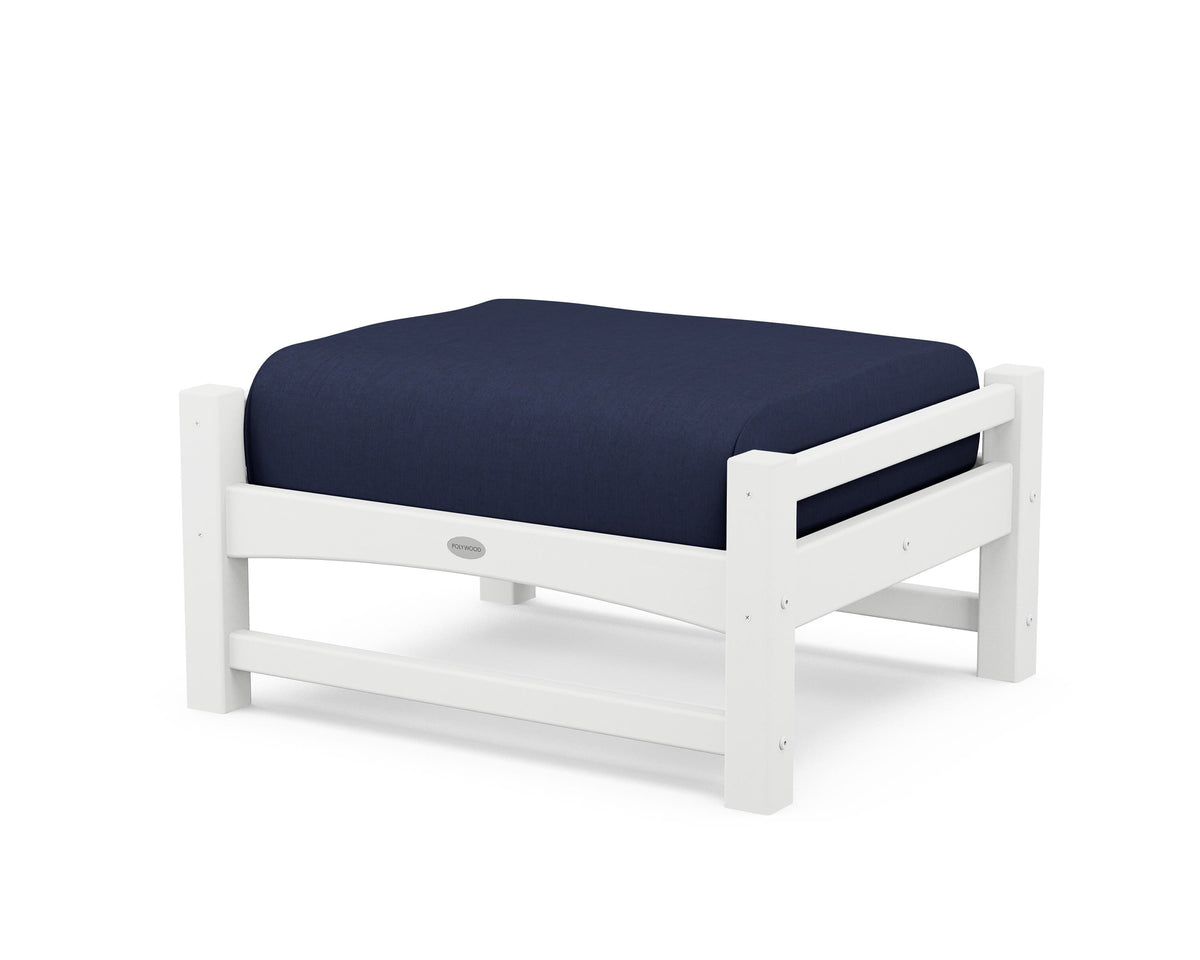 POLYWOOD Club Ottoman in White / Spectrum Indigo