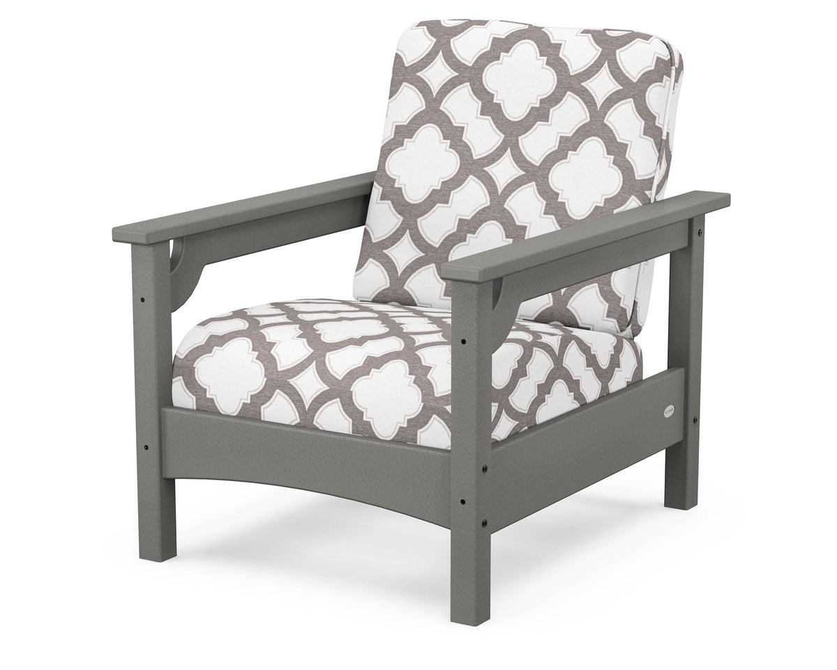 POLYWOOD Club Chair in Slate Grey / Trellis Grey Mist