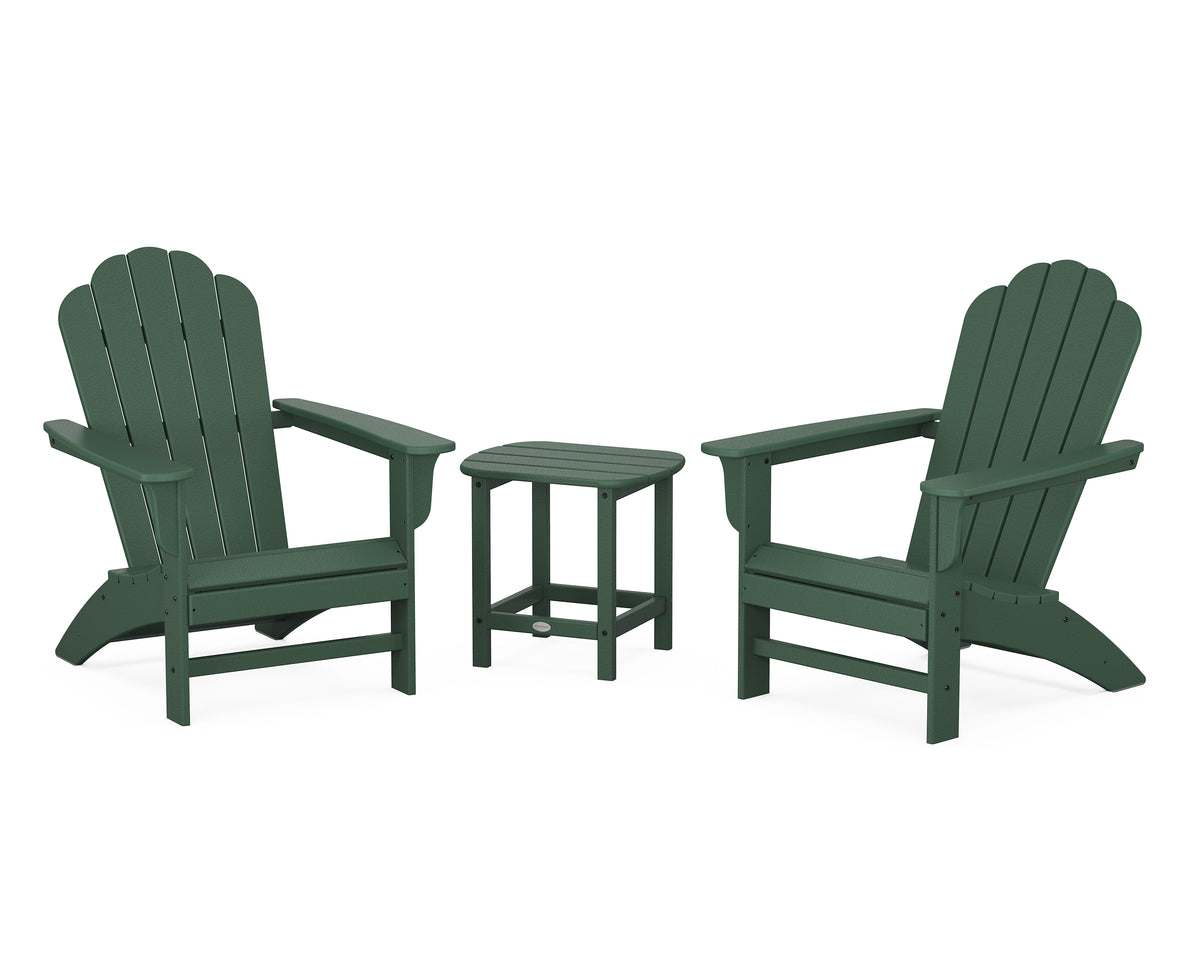 POLYWOOD Country Living Cottage Adirondack Chair 3-Piece Set in Green