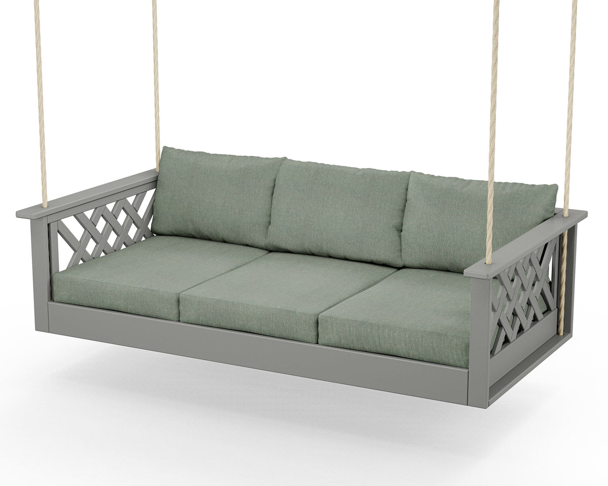 POLYWOOD Wovendale Daybed Swing in Slate Grey / Cast Sage