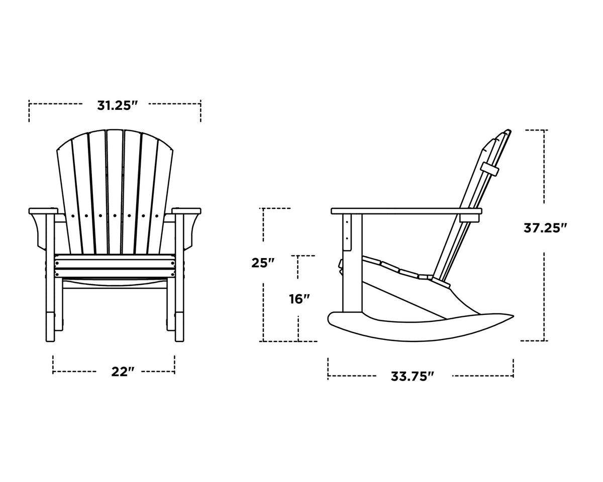 POLYWOOD Seashell Rocking Chair dimensions