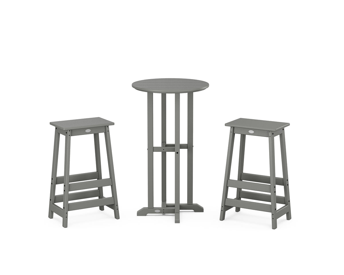 POLYWOOD Modern Studio Bar Stool 3-Piece Bistro Set in Slate Grey