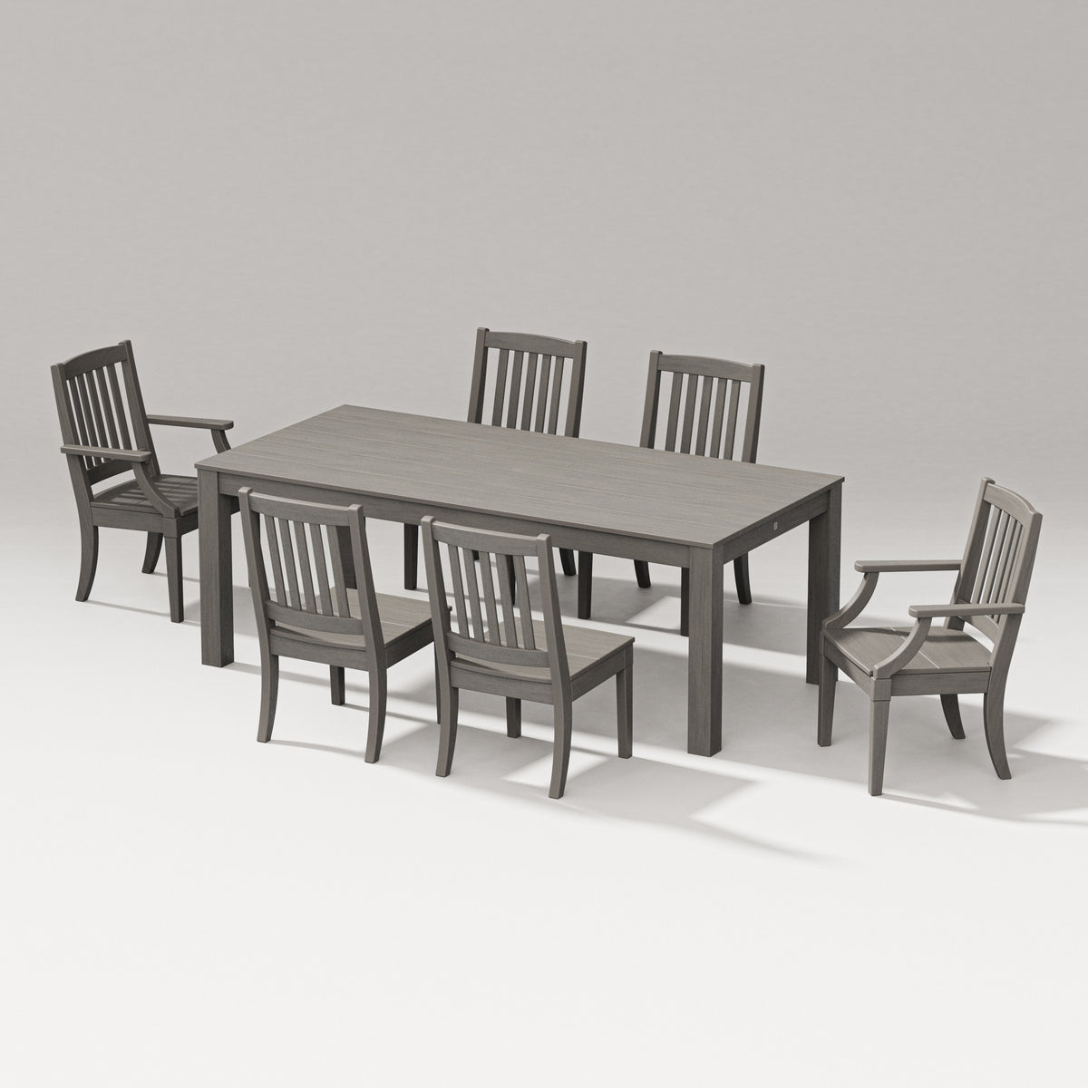 POLYWOOD Estate 7-Piece Parsons Table Dining Set in Driftwood
