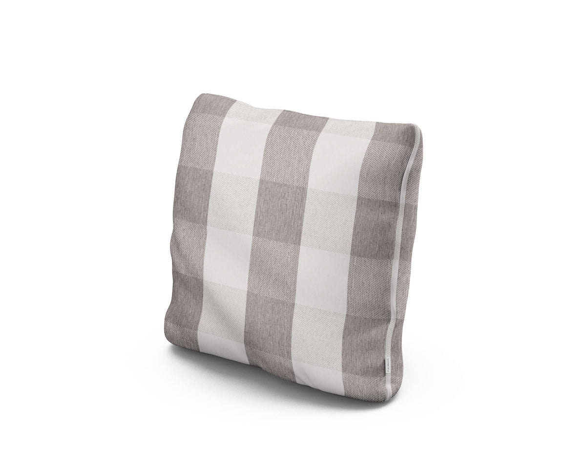 POLYWOOD 16" Outdoor Throw Pillow in Buffalo Plaid Grey Mist