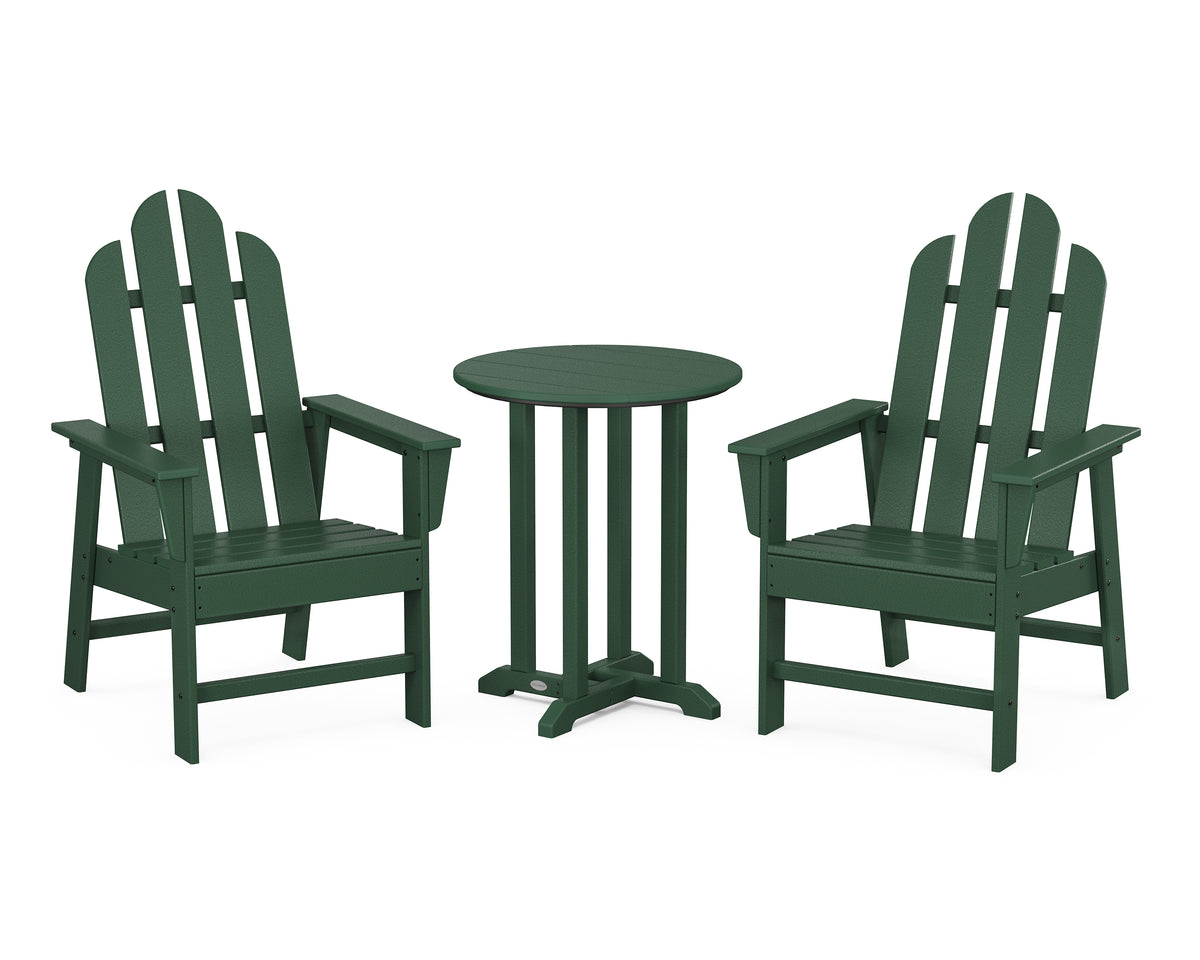 POLYWOOD Long Island 3-Piece Round Bistro Dining Set in Green