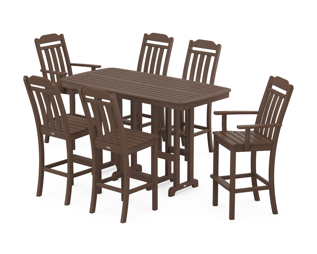 POLYWOOD Cottage 7-Piece Bar Set in Mahogany
