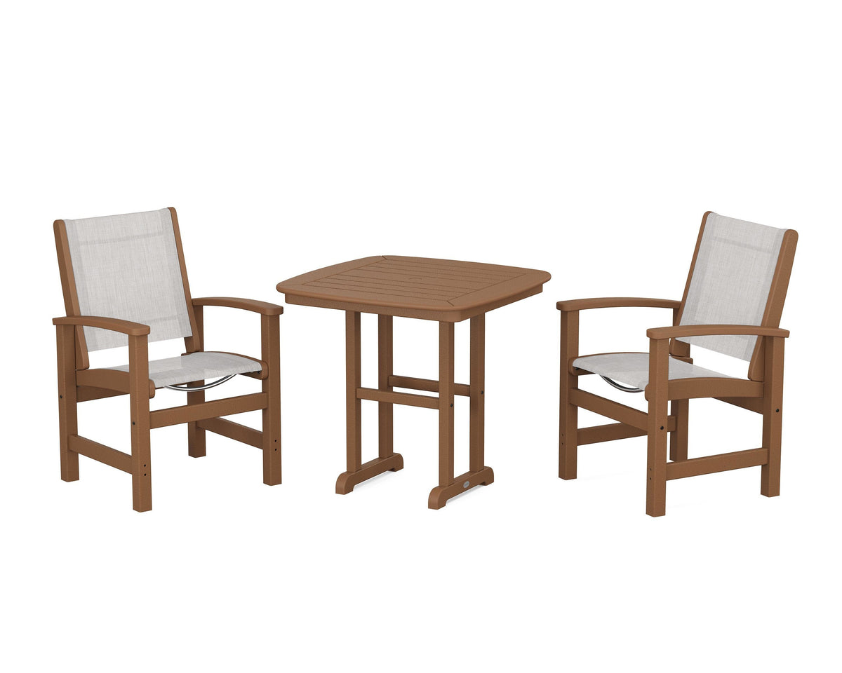 POLYWOOD Coastal 3-Piece Dining Set in Teak / Parchment