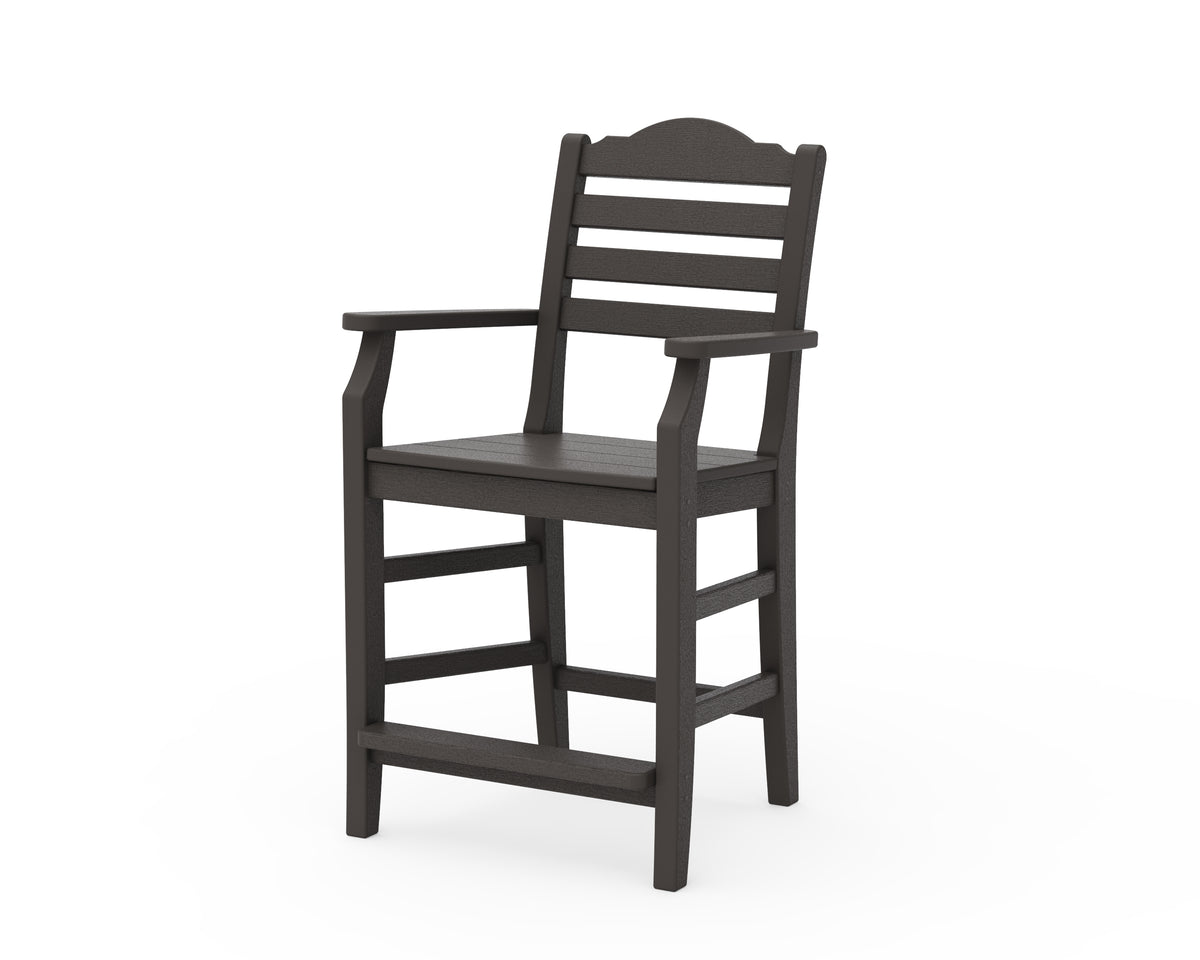 POLYWOOD Savannah Counter Arm Chair in Vintage Coffee