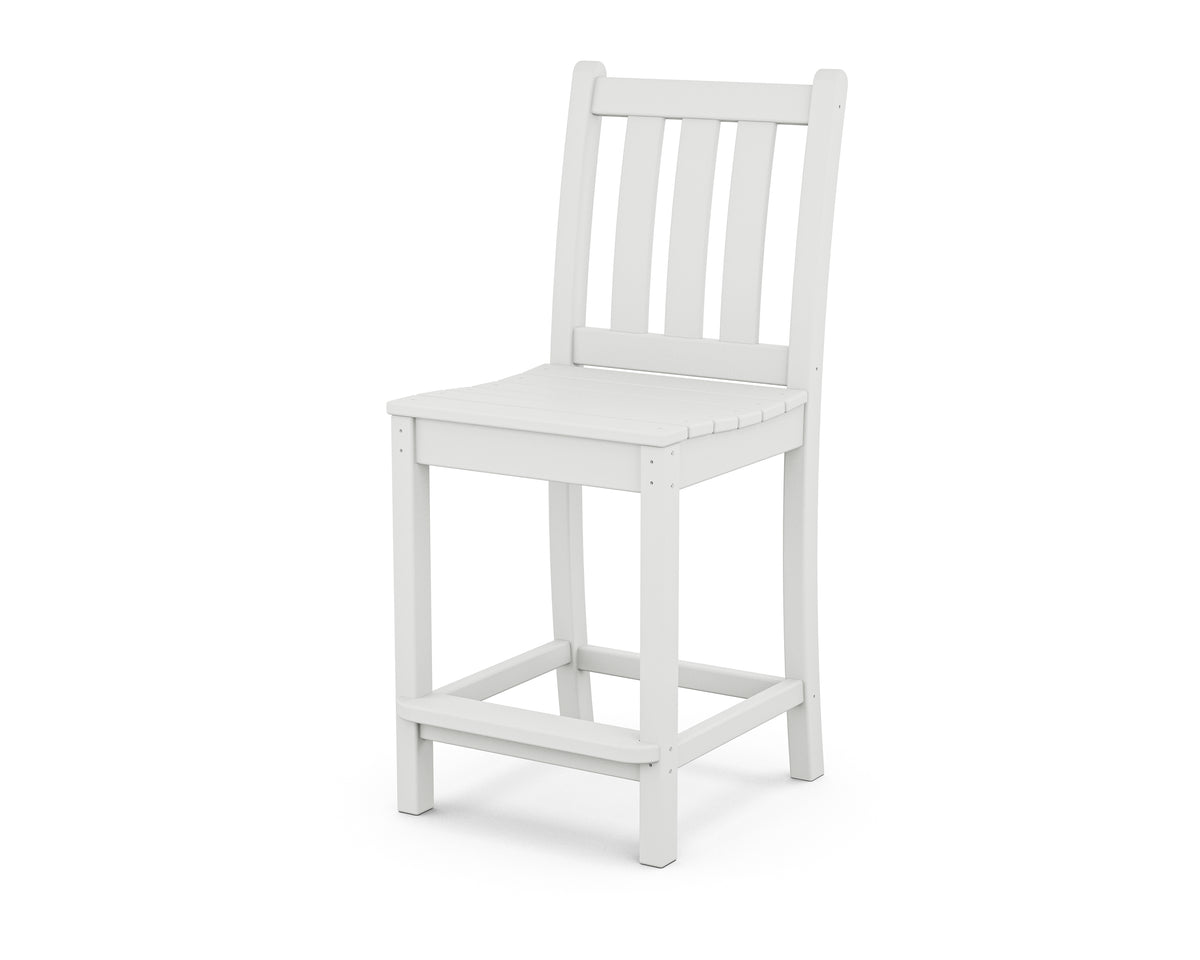 POLYWOOD Traditional Garden Counter Side Chair in White