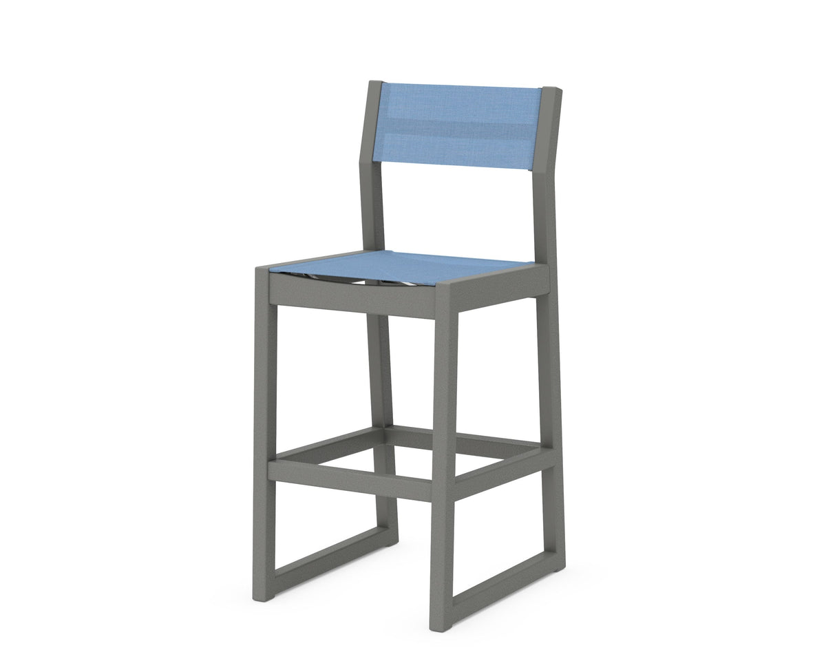 POLYWOOD EDGE Sling Bar Side Chair in Slate Grey / Poolside