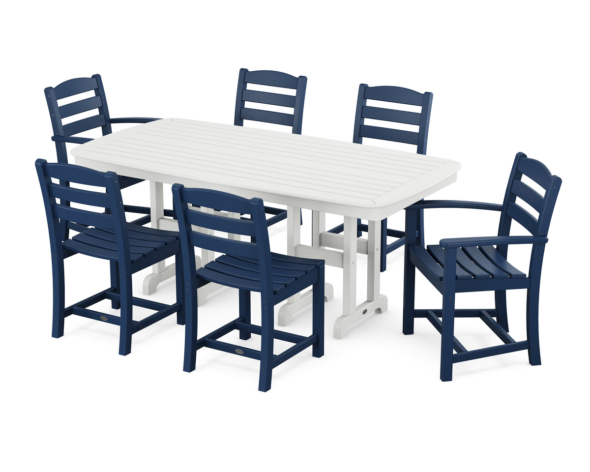POLYWOOD La Casa Café 7-Piece Dining Set in Navy / White
