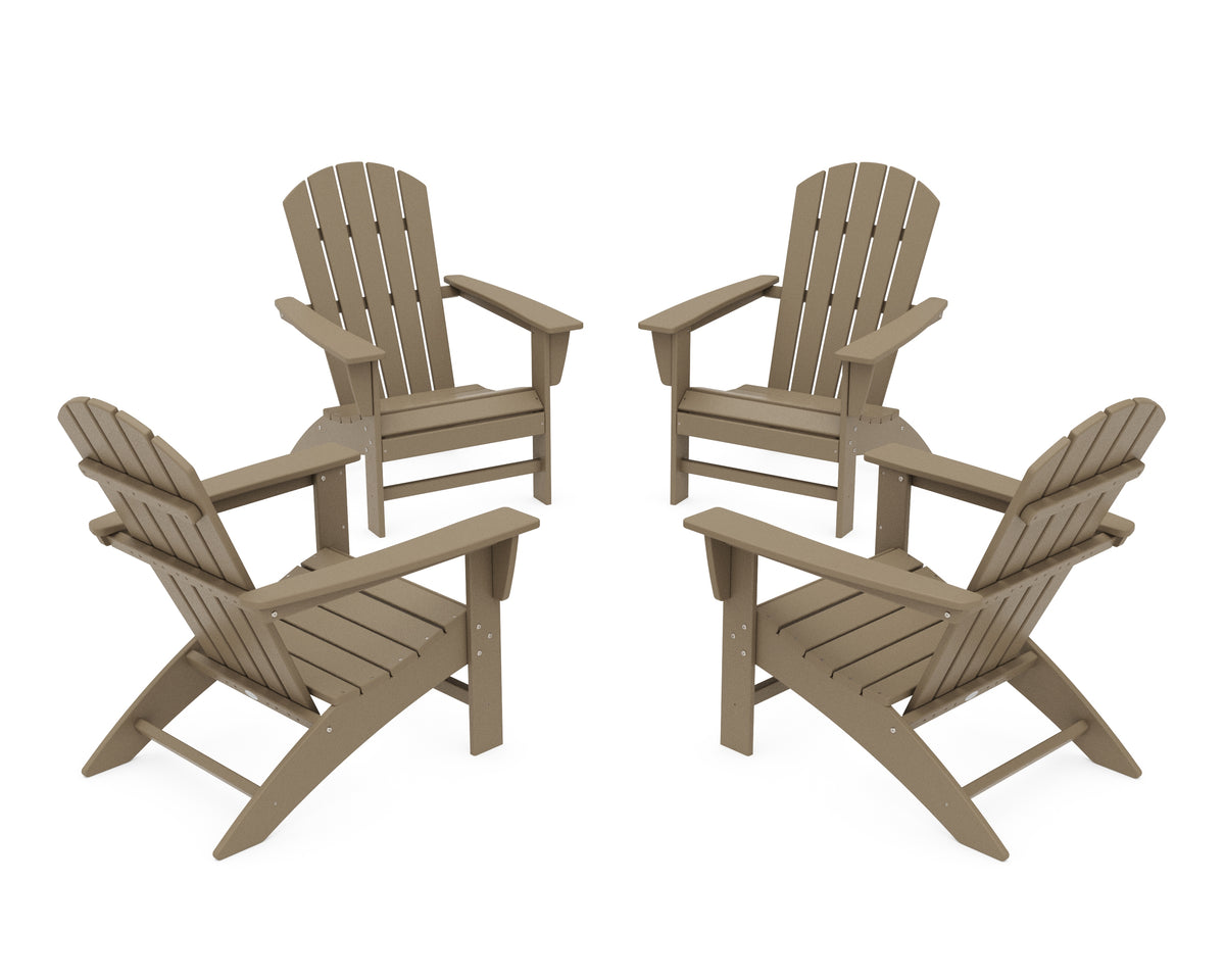 POLYWOOD Nautical 4-Piece Adirondack Conversation Set in Vintage Sahara