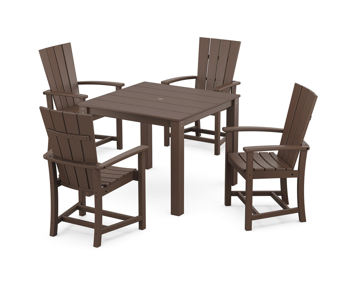 POLYWOOD Quattro 5-Piece Parsons Dining Set in Mahogany