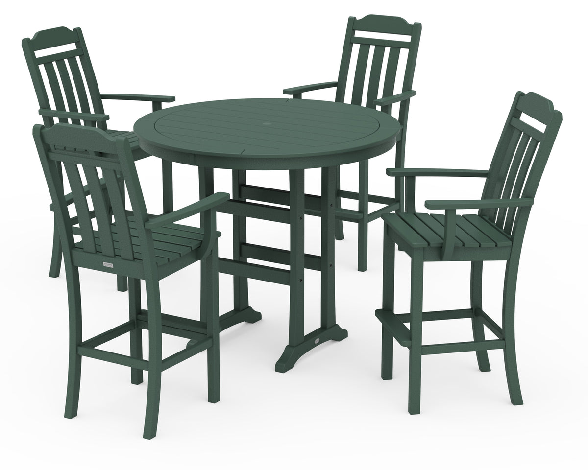 POLYWOOD Cottage 5-Piece Round Bar Set in Green