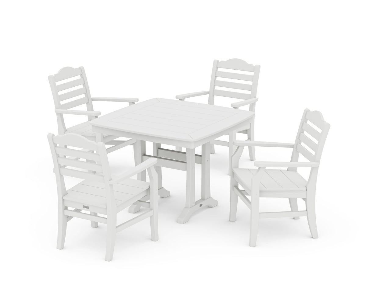 POLYWOOD Savannah 5-Piece Dining Set with Trestle Legs in Vintage White