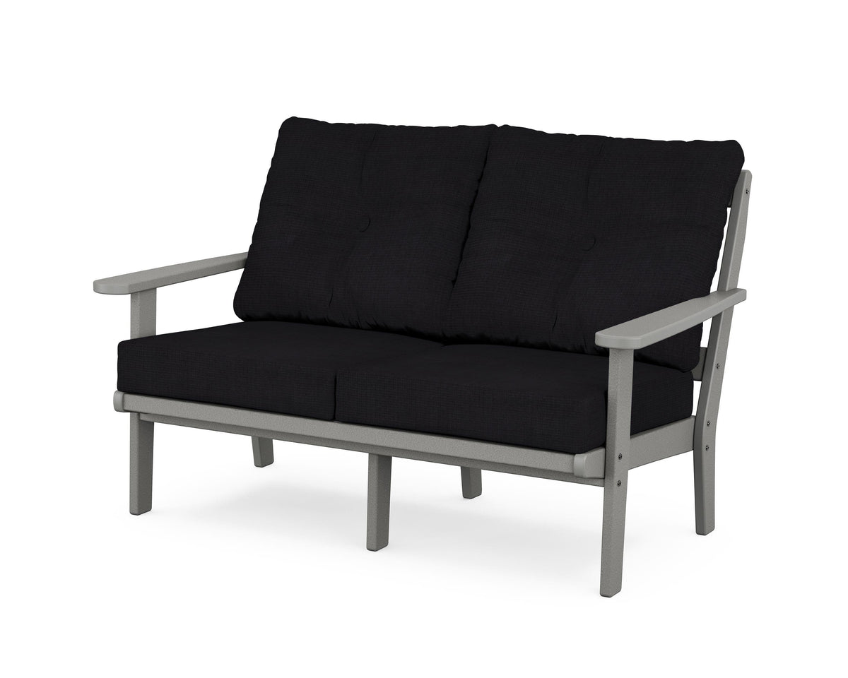 POLYWOOD Mission Deep Seating Loveseat in Slate Grey / Midnight Linen