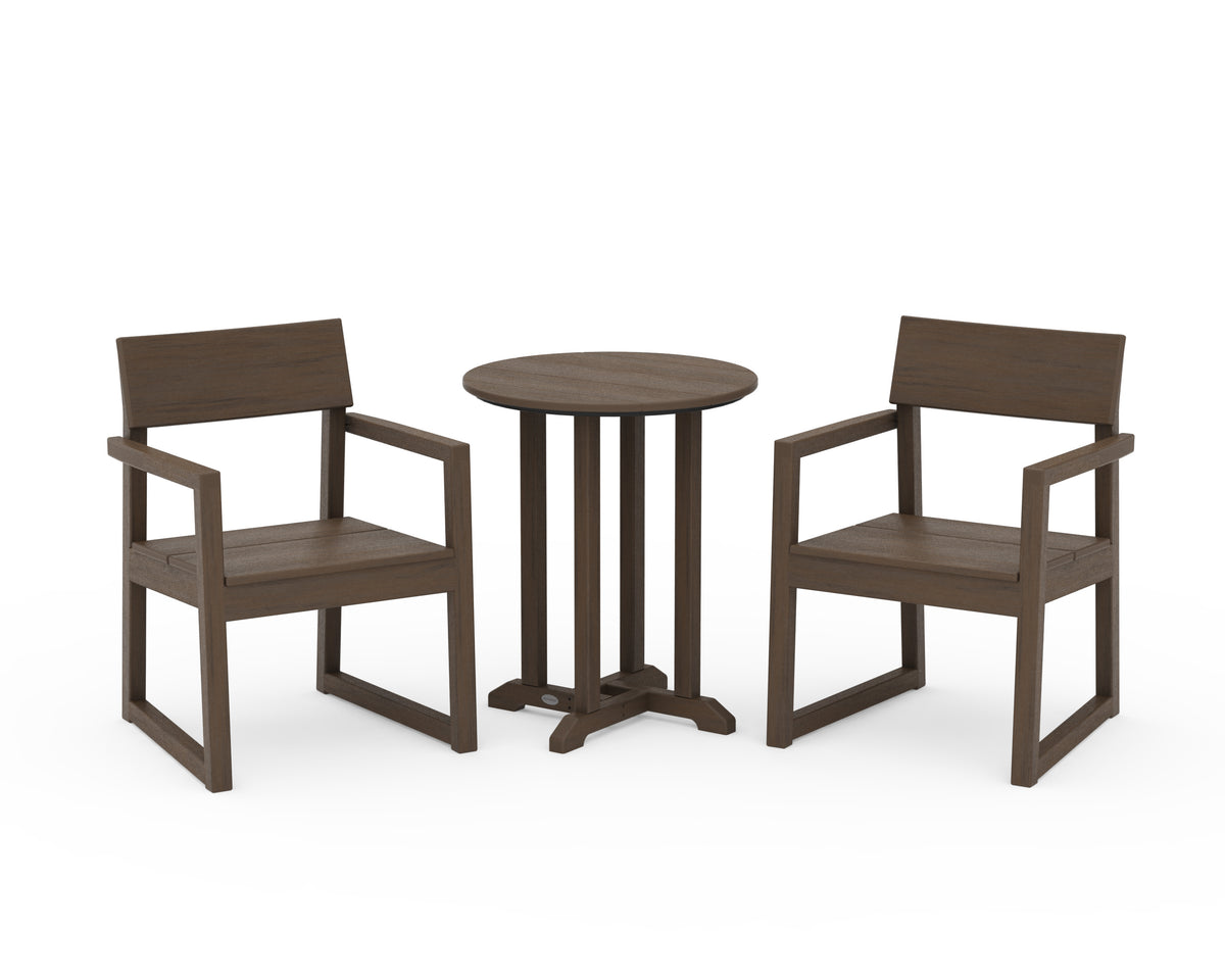 POLYWOOD EDGE 3-Piece Round Bistro Dining Set in Kona