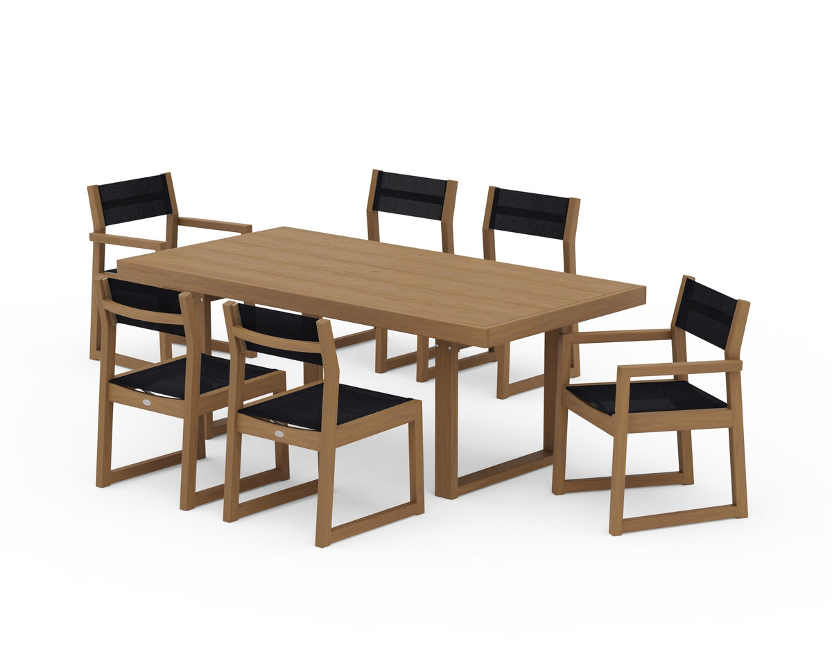 POLYWOOD EDGE Sling 7-Piece Dining Set in Natural / Black