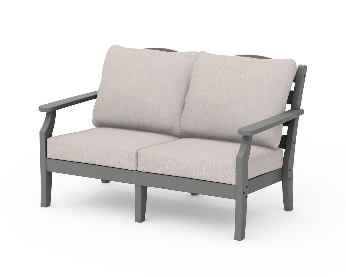 POLYWOOD Savannah Deep Seating Loveseat in Slate Grey / Dune Burlap
