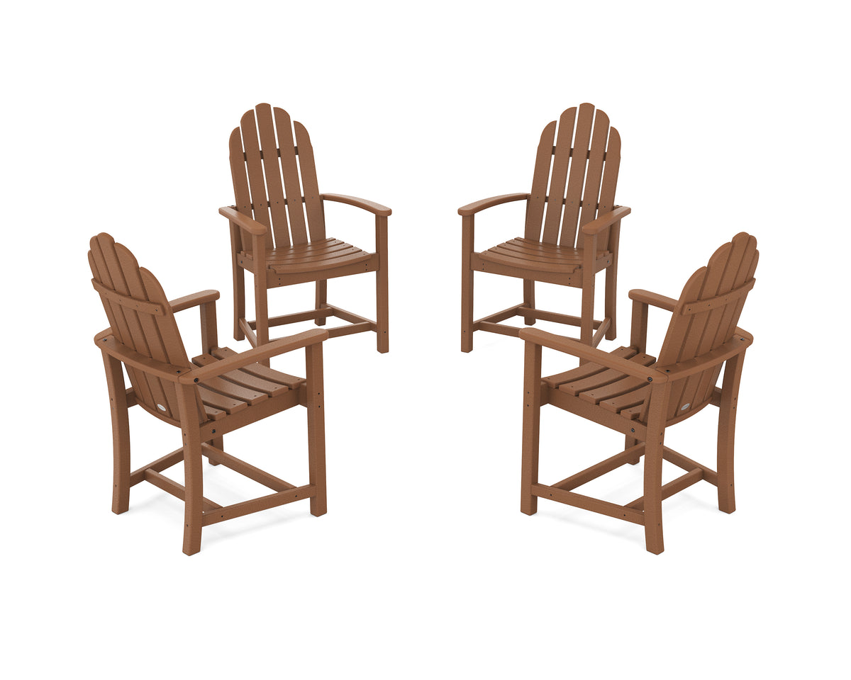 POLYWOOD Classic 4-Piece Upright Adirondack Conversation Set in Teak