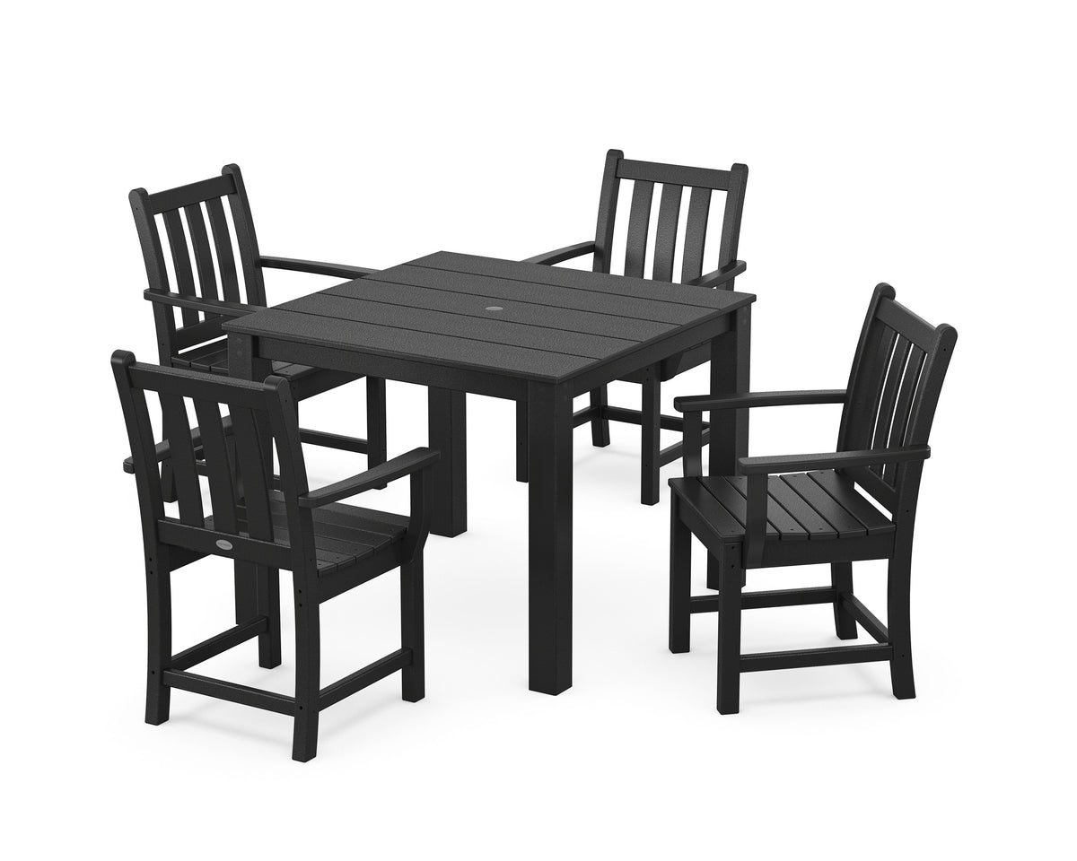 POLYWOOD Traditional Garden 5-Piece Parsons Dining Set in Black