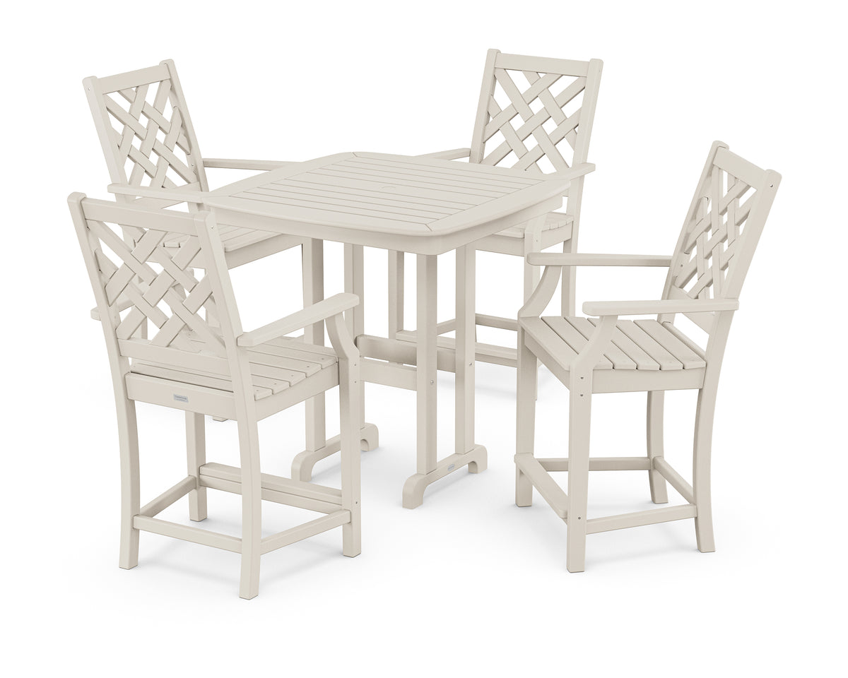 POLYWOOD Country Living Wovendale 5-Piece Counter Set in Sand