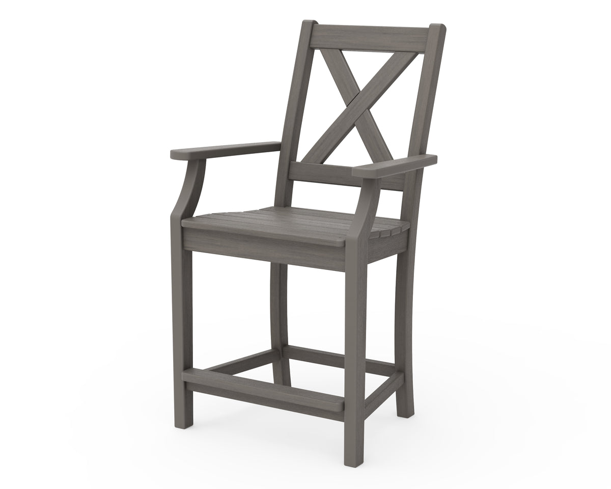 POLYWOOD Braxton Counter Arm Chair in Driftwood
