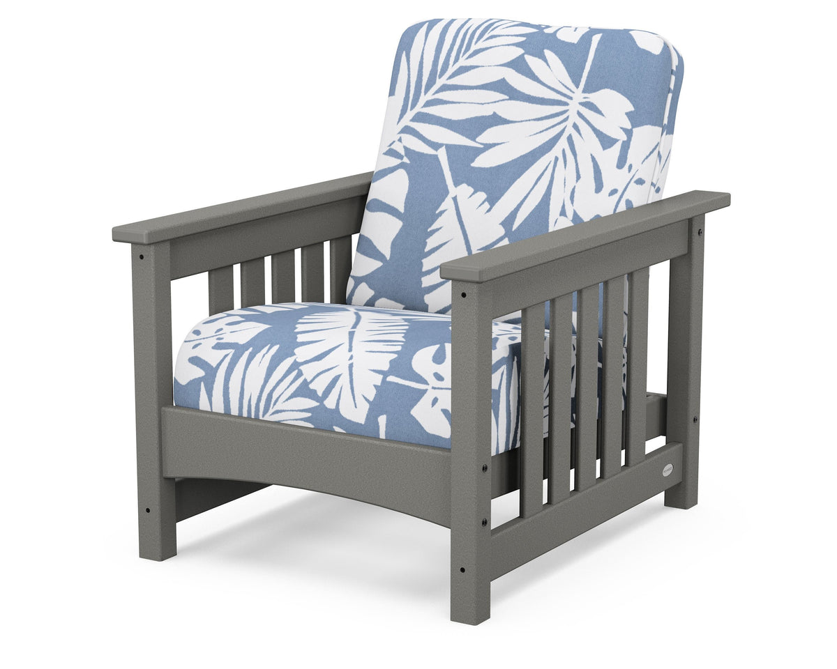 POLYWOOD Club Mission Chair in Slate Grey / Leaf Sky Blue