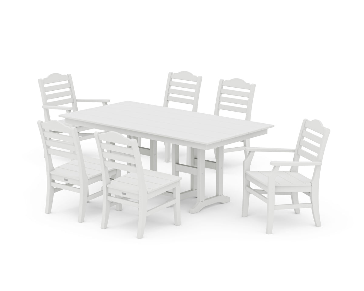 POLYWOOD Savannah 7-Piece Farmhouse Dining Set in Vintage White