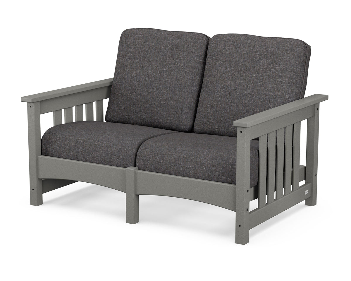 POLYWOOD Club Mission Loveseat in Slate Grey / Ash Charcoal