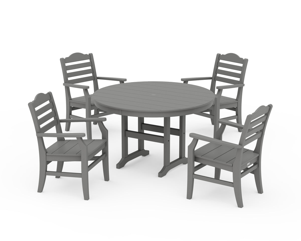 POLYWOOD Savannah 5-Piece Round Farmhouse Dining Set in Slate Grey