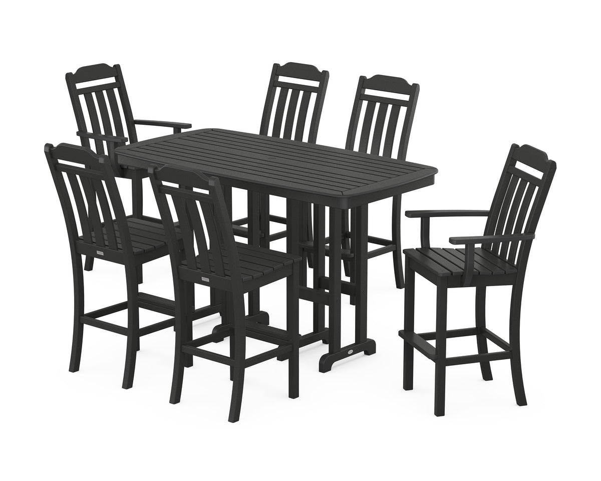 POLYWOOD Cottage 7-Piece Bar Set in Black