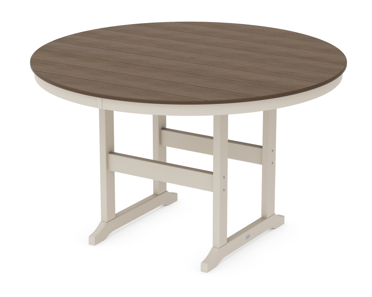 POLYWOOD 60" Round Farmhouse Counter Table in Sand / Kona