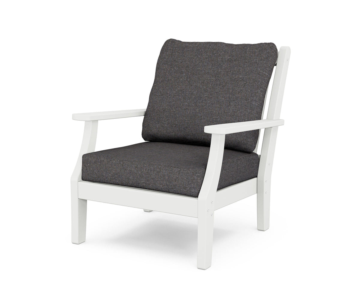 POLYWOOD Wovendale Deep Seating Chair in White / Ash Charcoal
