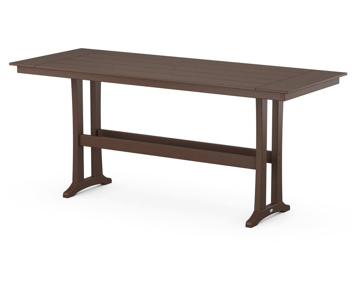POLYWOOD Farmhouse Trestle 38" x 96" Bar Table in Mahogany