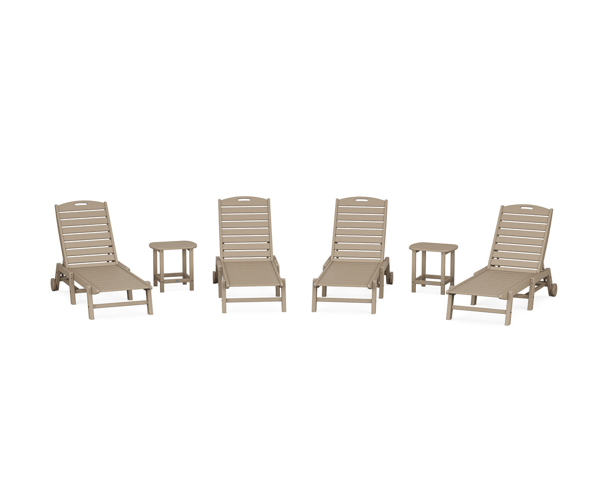 POLYWOOD Nautical Chaise 6-Piece Set with Wheels in Vintage Sahara