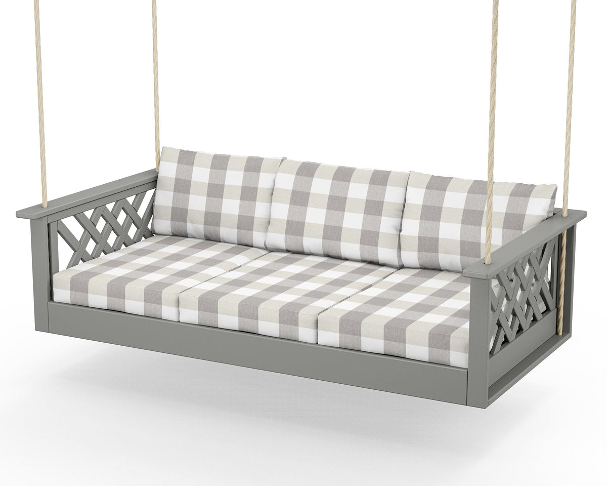 POLYWOOD Wovendale Daybed Swing in Slate Grey / Buffalo Plaid Grey Mist