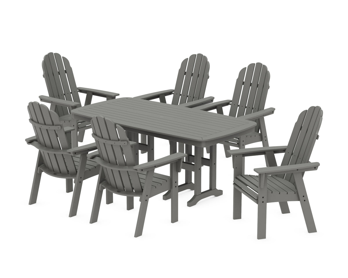 POLYWOOD Vineyard Curveback Adirondack Chair 7-Piece Dining Set in Slate Grey