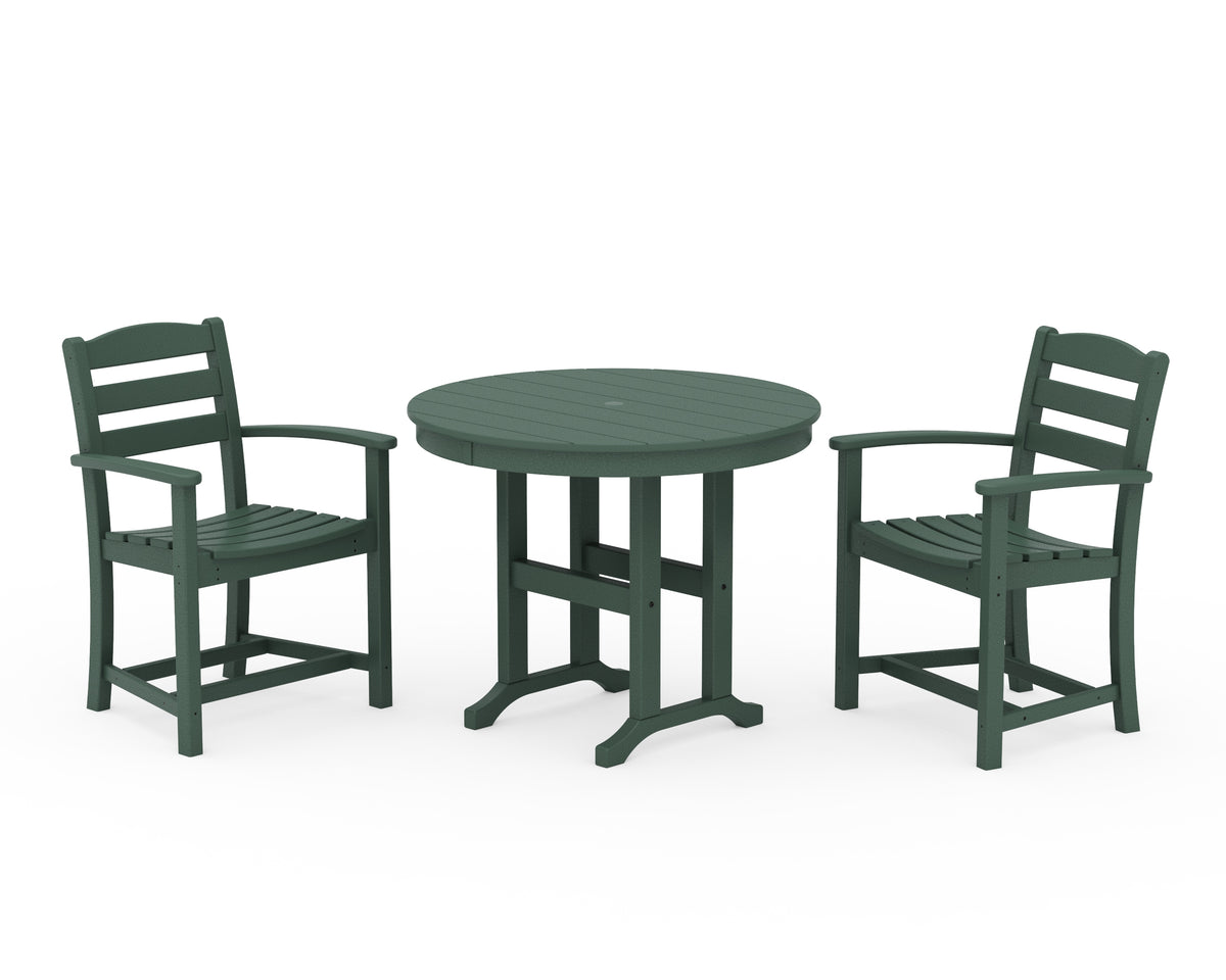 POLYWOOD La Casa Café 3-Piece Round Dining Set in Green