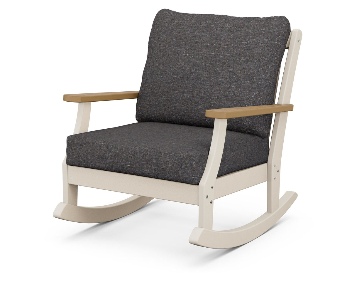 POLYWOOD Braxton Deep Seating Rocking Chair in Sand / Natural / Ash Charcoal