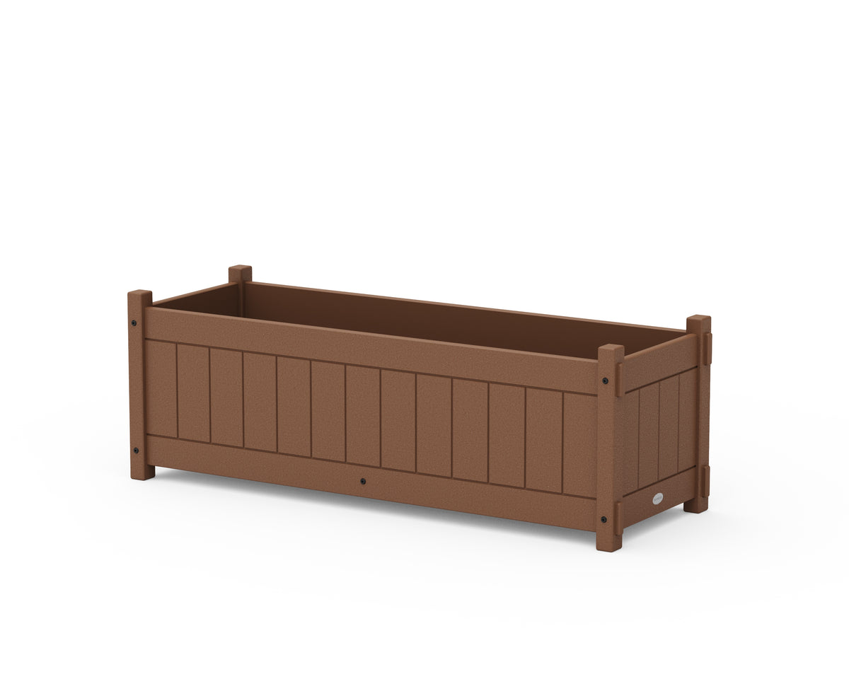 POLYWOOD Vineyard Rectangle Triple Planter Box in Teak