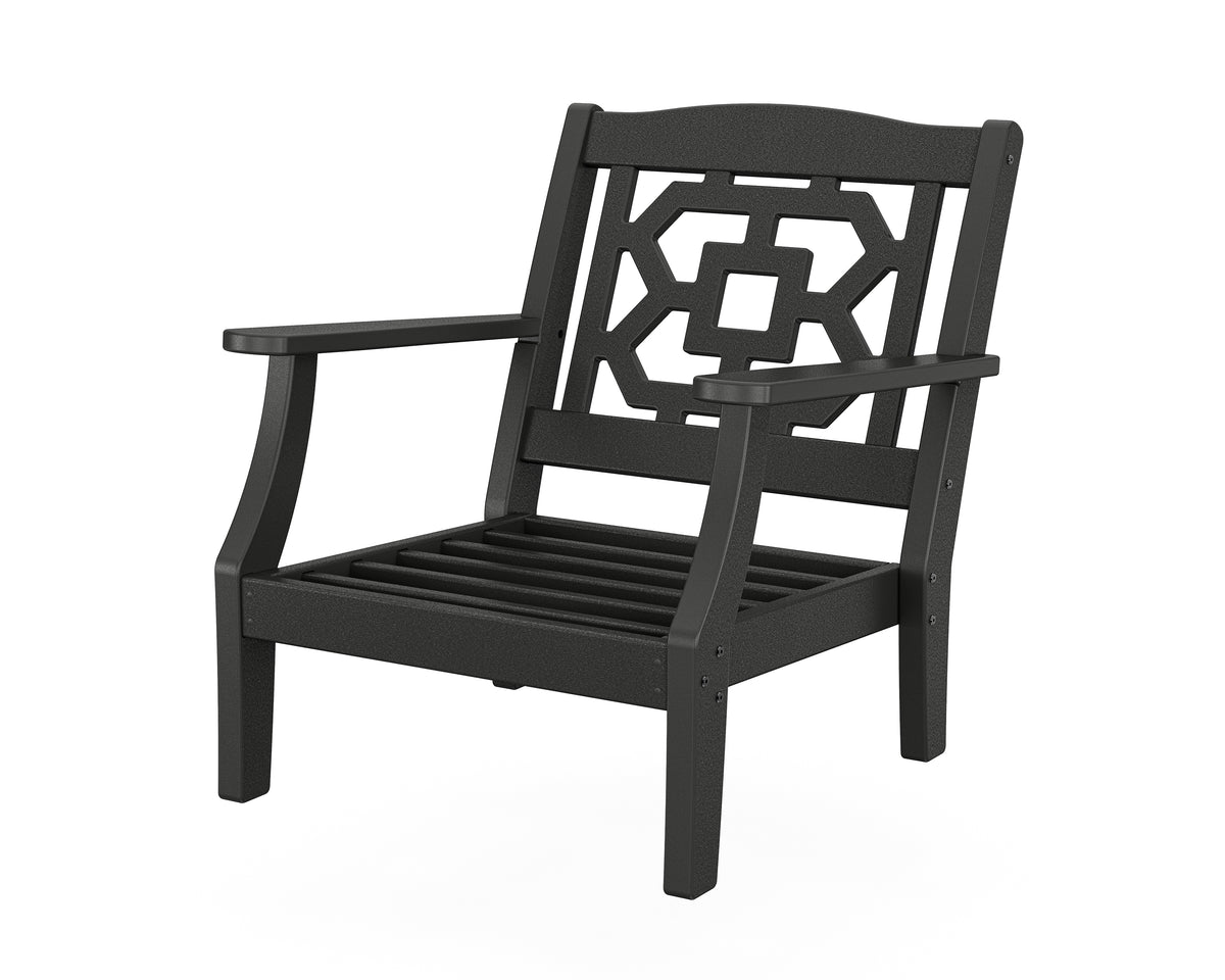POLYWOOD Chinoiserie Deep Seating Chair Frame in Black