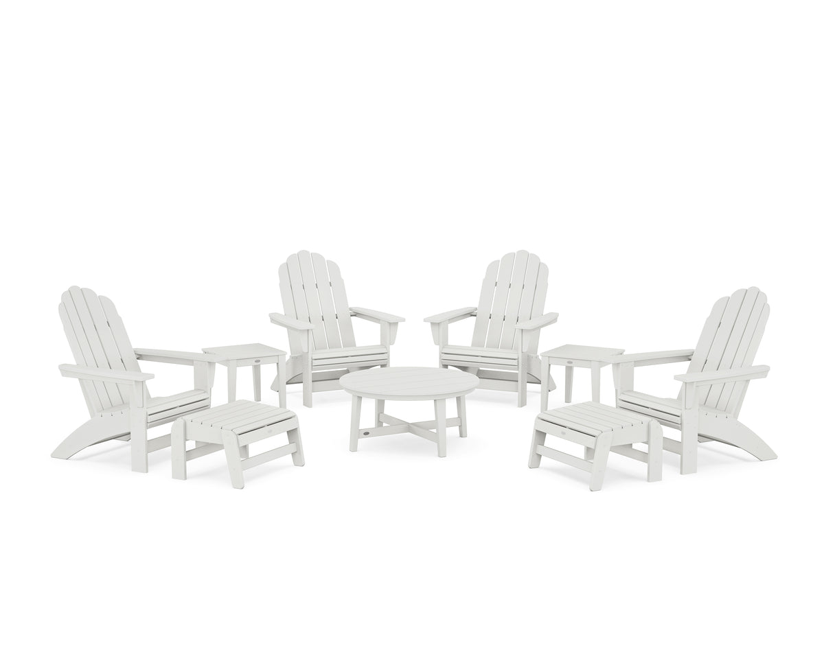 POLYWOOD Vineyard Grand Adirondack 9-Piece Conversation Set in Vintage White