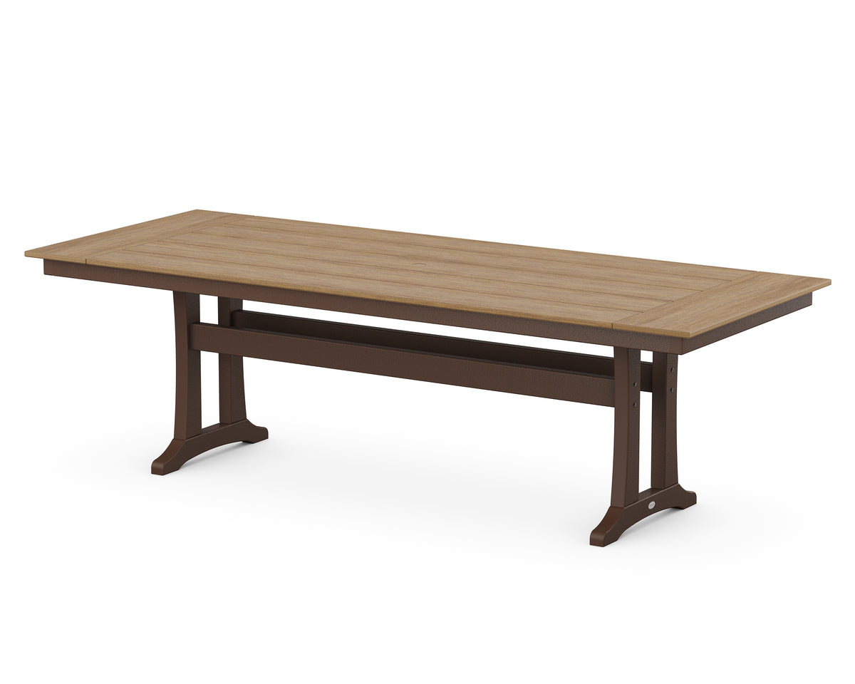 POLYWOOD Farmhouse Trestle 38" x 96" Dining Table in Mahogany / Natural