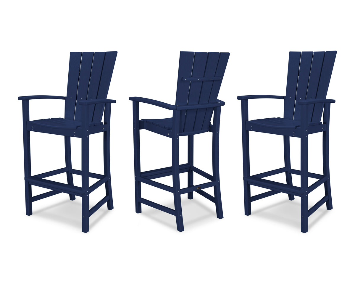 POLYWOOD Quattro 3-Piece Bar Set in Navy