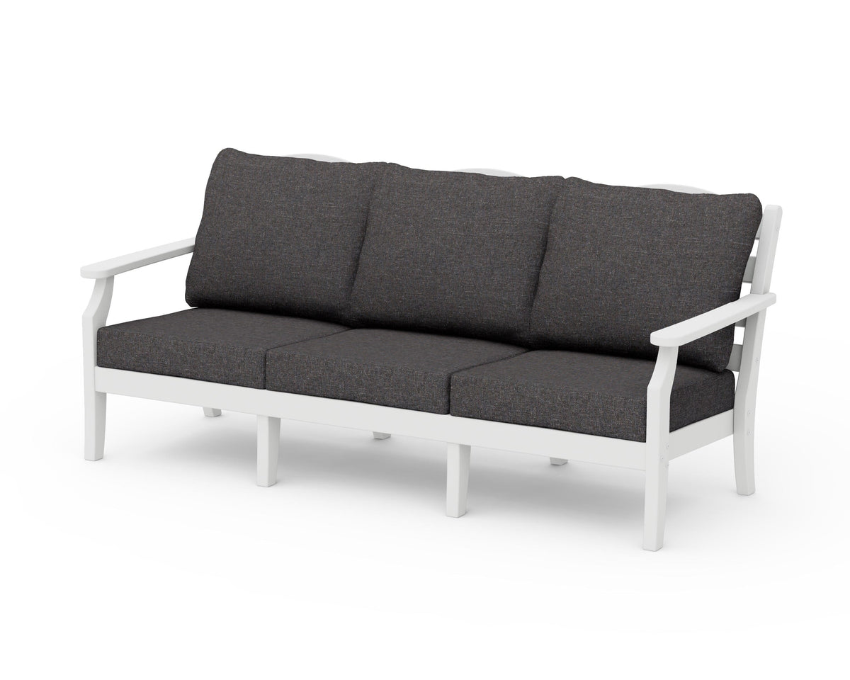 POLYWOOD Savannah Deep Seating Sofa in White / Ash Charcoal