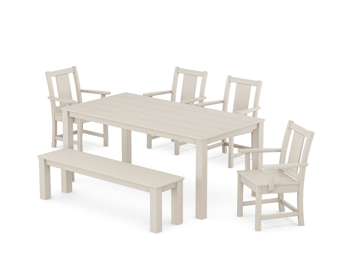 POLYWOOD Prairie 6-Piece Parsons Dining Set with Bench in Sand